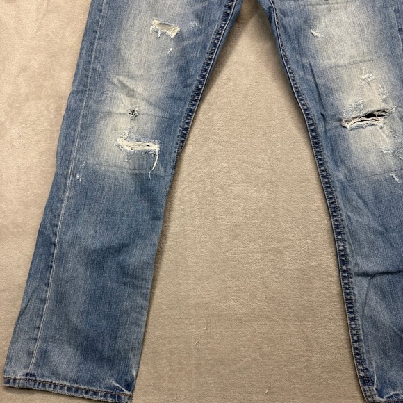 American Eagle Jeans Men 32x34 Relaxed Straight Distressed Blue Denim Streetwear - Picture 4 of 14